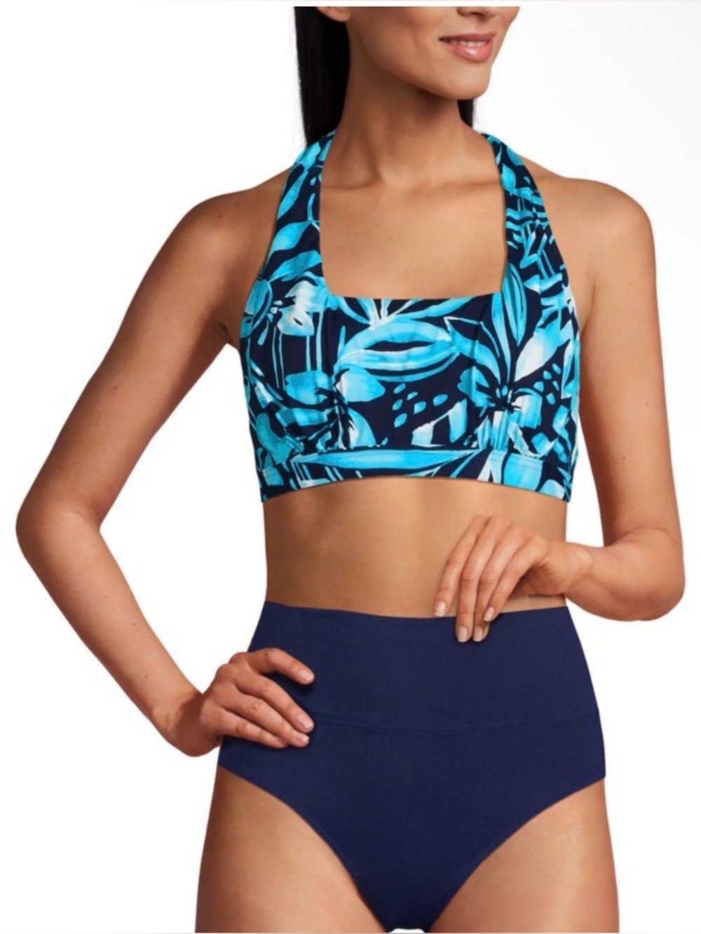 New Lands End Women’s Square Neck Halter Bikini Top Size 1X